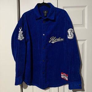 H & M Oversized Fit Corduroy Overshirt Men’s Size Medium (Bright Blue/Harlem)
